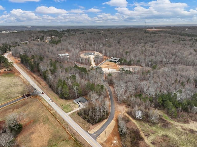 bird's eye view with a rural view and a forest view