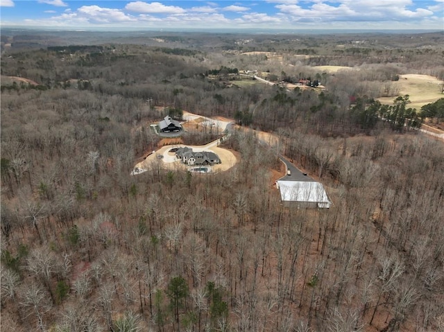 aerial view with a wooded view