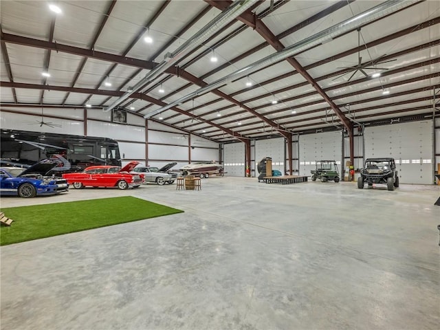 garage with metal wall