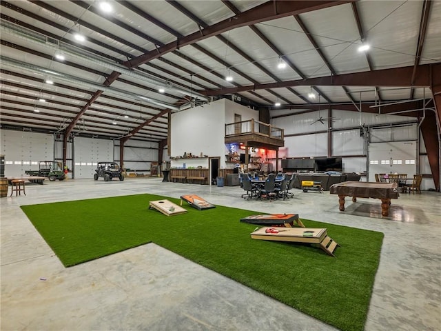 garage with metal wall