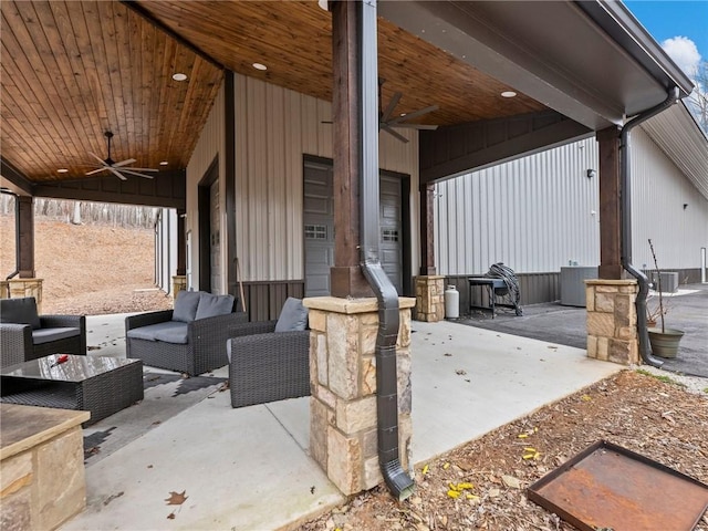 view of patio / terrace with outdoor lounge area and ceiling fan