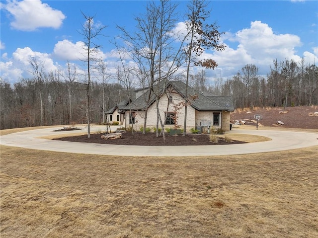 exterior space featuring curved driveway