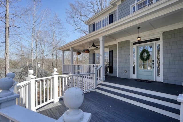 deck with covered porch