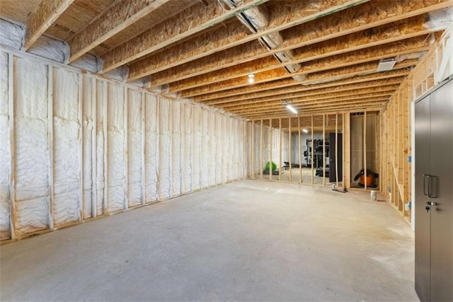 view of unfinished basement