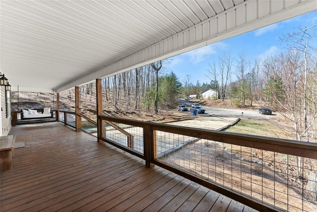 wooden terrace with covered porch