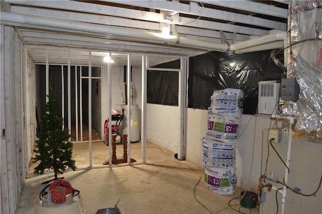 basement with electric water heater