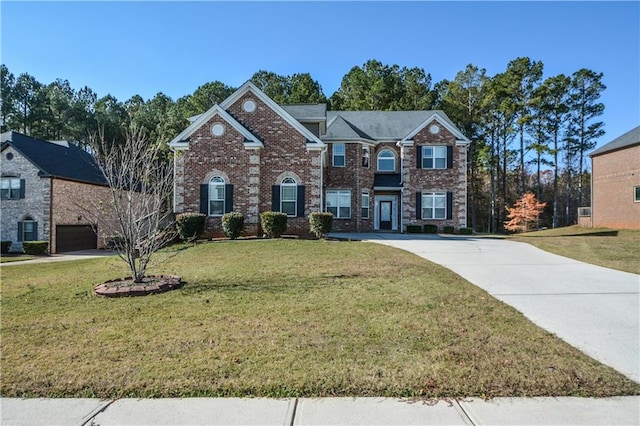 view of front of property with a front lawn