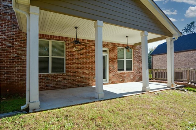 view of patio / terrace with ceiling fan