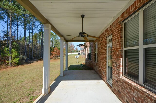 view of patio with ceiling fan