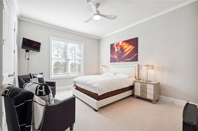 3423 Jamont Blvd, Alpharetta, GA 30022 - bedroom with light carpet, crown molding, baseboards, and ceiling fan