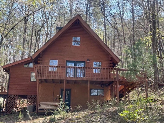 68 Star Lake Ln, Sautee Nacoochee, GA 30571 - rear view of house with a deck and a wooded view