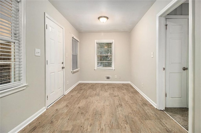 interior space with light wood-type flooring and a wealth of natural light