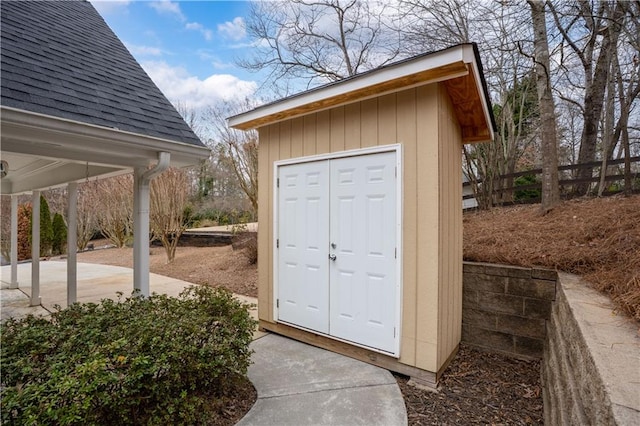 view of shed