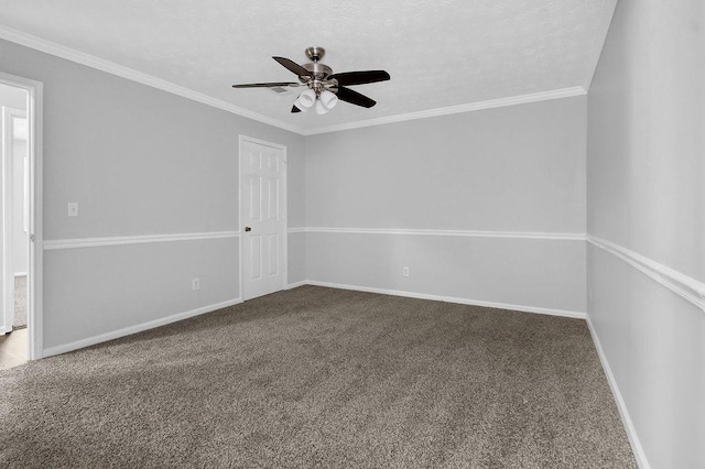 3618 Mansfield Ln, Snellville, GA 30039 - carpeted spare room with a ceiling fan, crown molding, baseboards, and a textured ceiling