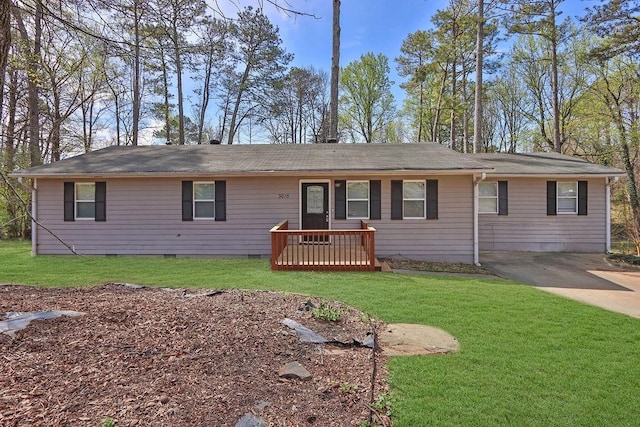 3618 Mansfield Ln, Snellville, GA 30039 - ranch-style home featuring a front lawn and crawl space