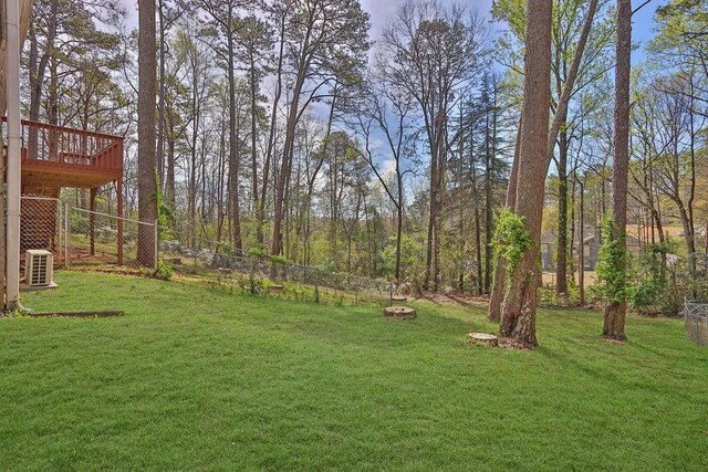 3618 Mansfield Ln, Snellville, GA 30039 - view of yard with a wooden deck and fence