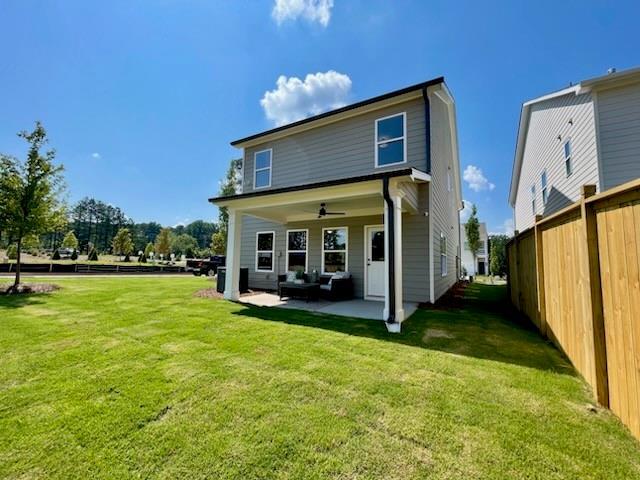 120 Winsome Way, Woodstock, GA 30188 - rear view of house with a patio area, ceiling fan, and outdoor lounge area