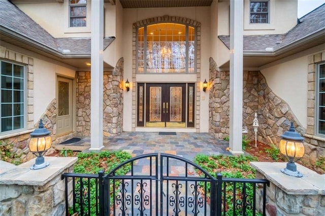 entrance to property with french doors