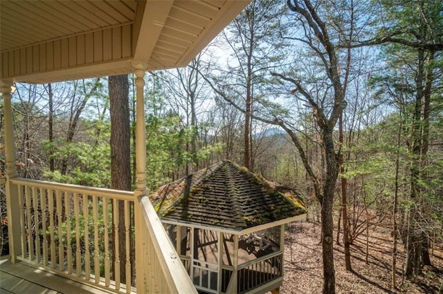 wooden deck with a gazebo