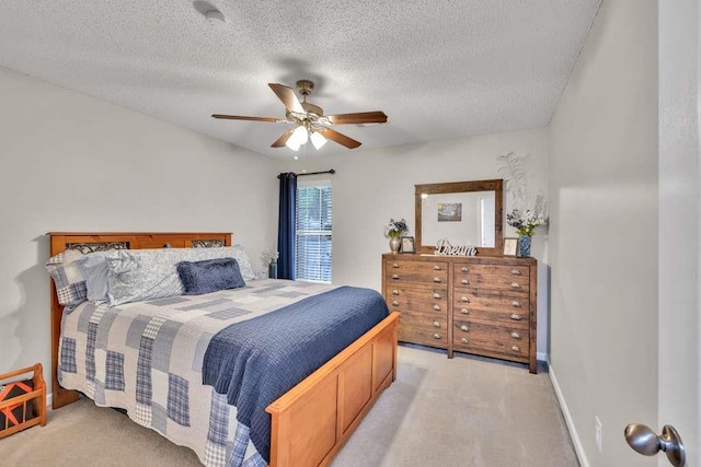 835 Custom Ln, Winder, GA 30680 - bedroom with light colored carpet, a textured ceiling, and ceiling fan