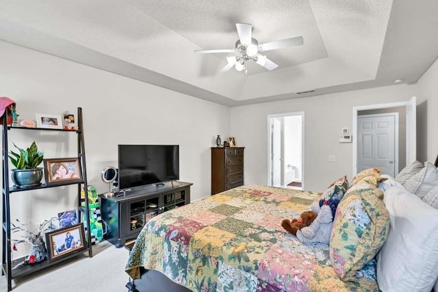 835 Custom Ln, Winder, GA 30680 - carpeted bedroom with a tray ceiling and a ceiling fan