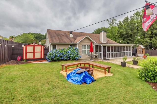 835 Custom Ln, Winder, GA 30680 - back of house featuring a sunroom and a chimney