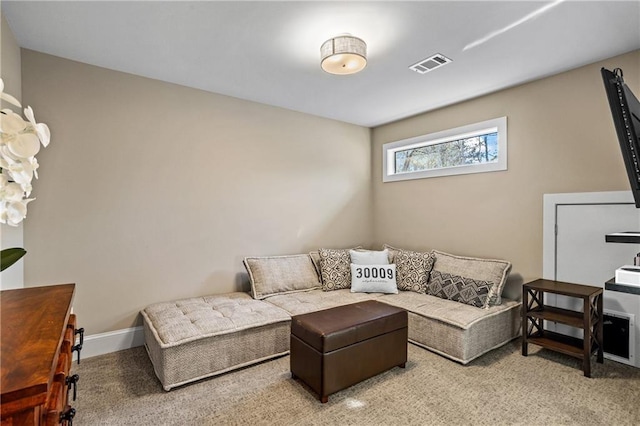 living room with carpet