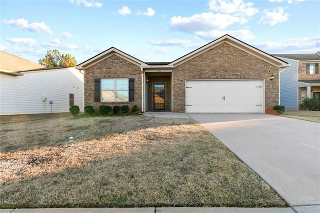 ranch-style house with a front lawn and a garage