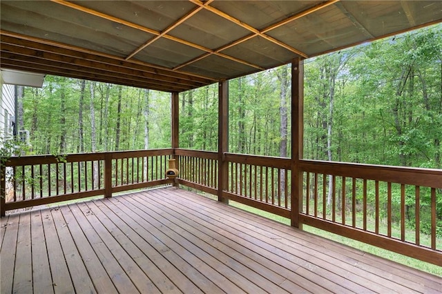 deck with a view of trees