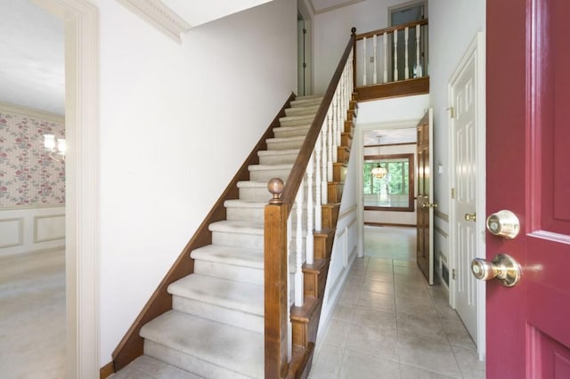 foyer entrance featuring stairs