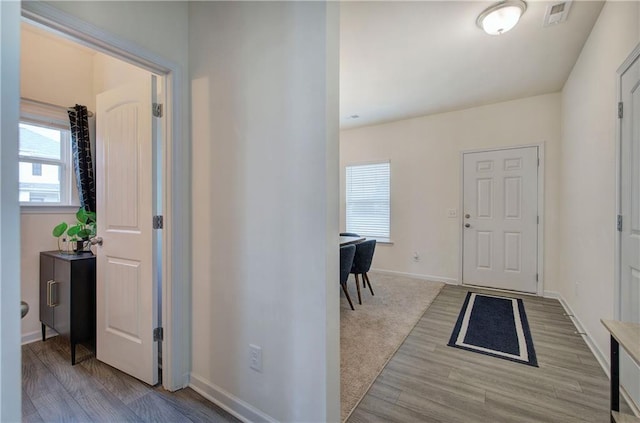 foyer entrance featuring light hardwood / wood-style flooring