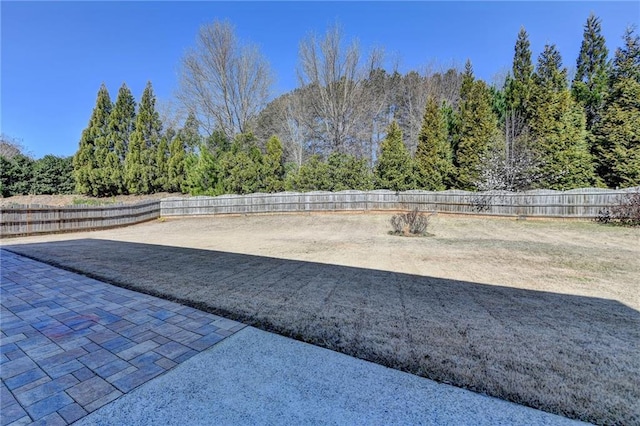 view of yard featuring a patio area and fence