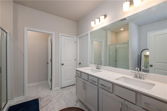 1076 Allspice Way, Lawrenceville, GA 30045 - bathroom with vanity and a shower with shower door