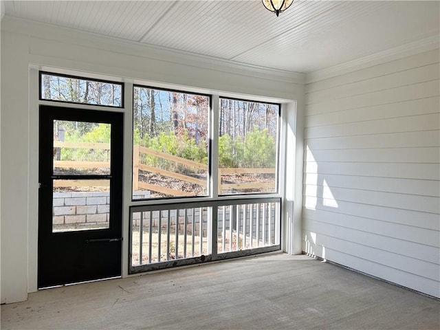 view of unfurnished sunroom