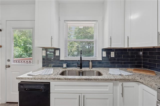 2060 Panstone Ct SW, Marietta, GA 30060 - kitchen with dishwasher, a sink, white cabinetry, and tasteful backsplash
