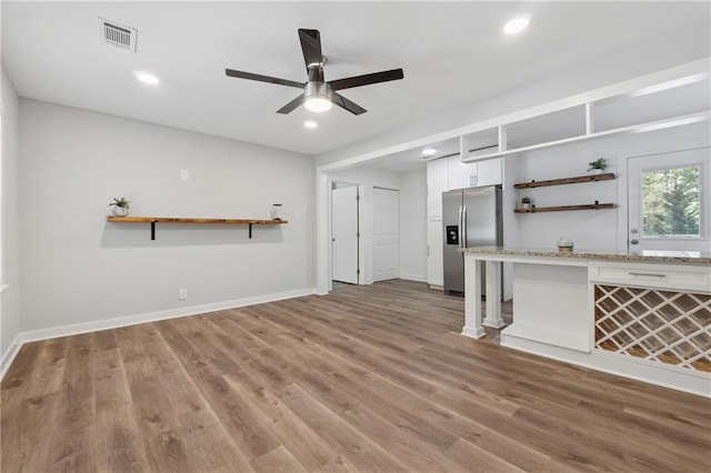2060 Panstone Ct SW, Marietta, GA 30060 - unfurnished living room with a ceiling fan, wood finished floors, recessed lighting, and baseboards