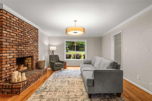 2892 Guinevere Dr NE, Atlanta, GA 30345 - living area featuring wood finished floors, ornamental molding, baseboards, and a fireplace
