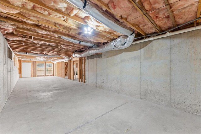 view of unfinished basement