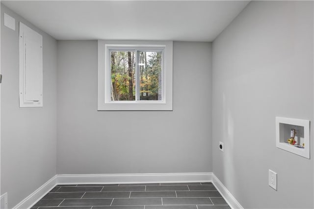 laundry room with electric dryer hookup and washer hookup