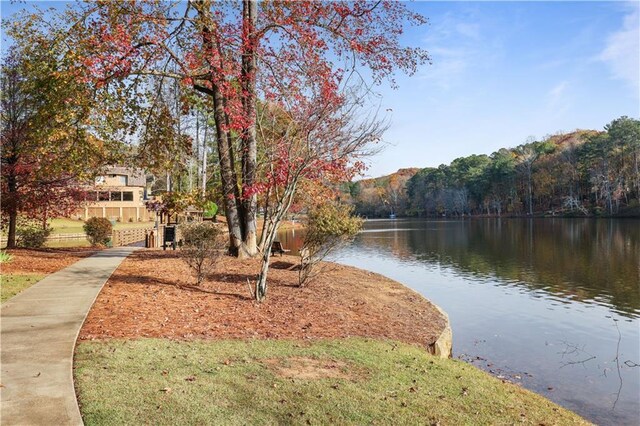 view of community featuring a water view