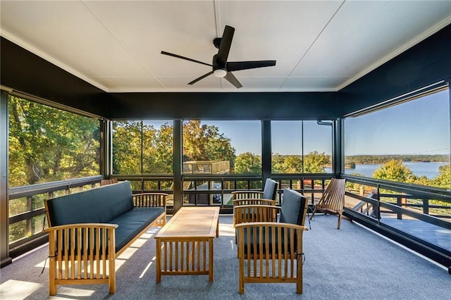 2316 Mountain Crest Pl, Gainesville, GA 30501 - sunroom featuring a ceiling fan, an outdoor hangout area, and healthy amount of natural light