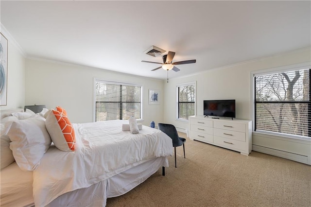 2316 Mountain Crest Pl, Gainesville, GA 30501 - bedroom featuring crown molding, light carpet, and ceiling fan