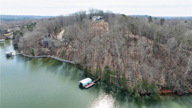 2316 Mountain Crest Pl, Gainesville, GA 30501 - aerial overview of property's location featuring a nearby body of water and a heavily wooded area
