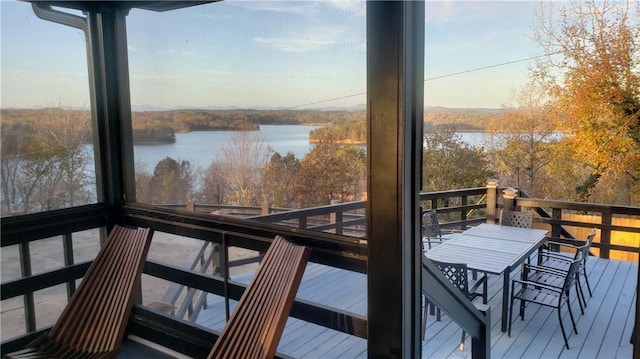2316 Mountain Crest Pl, Gainesville, GA 30501 - wooden deck with a water view and outdoor dining area