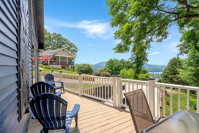 deck featuring a mountain view