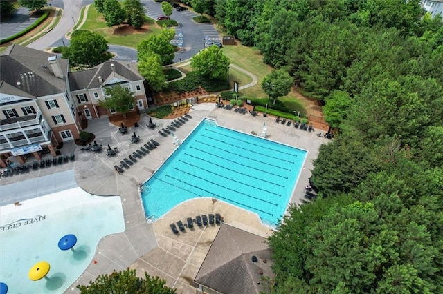 pool with a patio