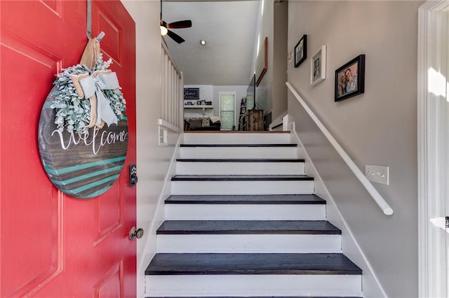1189 Norfolk Dr NW, Acworth, GA 30102 - stairs with ceiling fan