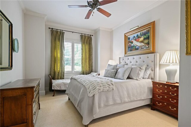 2630 Weddington Pl NE, Marietta, GA 30068 - bedroom featuring light colored carpet, ornamental molding, ceiling fan, and baseboards