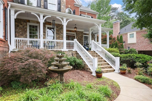 2630 Weddington Pl NE, Marietta, GA 30068 - entrance to property with covered porch and stone siding