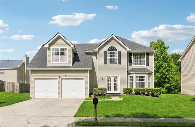 4450 Millenium View Ct, Snellville, GA 30039 - traditional-style house with concrete driveway, french doors, and roof with shingles